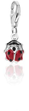 Aka Gioielli® - Pendentif Charm Coccinelle en Argent 925 Rhodié Porte Bonheur pour Femme