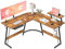 CubiCubi Eckschreibtisch Studie 130 x 130 cm, Stabil Schreibtisch l Form für Büro, Pc Ecktisch Computertisch Mit Monitorständer und Schubladen, Platzsparend, Einfach zu Montieren Eck Tisch, Braun