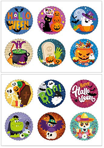Dekora - 236030 Halloween Kleine Cupcake Toppers aus Esspapier - 12 Stück
