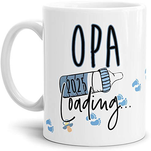 Tasse Babynews Du wirst Opa 2025 - Geschenkidee/Ladebalken/Endlich Schwanger/Schwangerschaft verkünden/Baby - Weiß