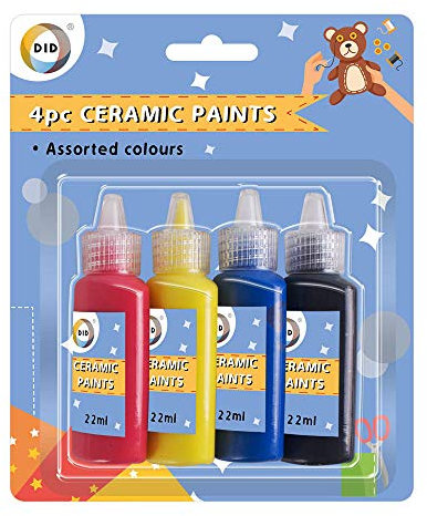 OTLCREATIONS Ceramic Paints 4Pc, Quick Drying Water Resistant Porcelain Paint, Assorted Ceramic Colours Set for Painting DIY Mugs, Cups, Plate, Pots, Vases, and Bowls - 22ml Each