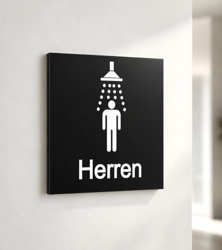 Türschild DUSCHE HERREN Schild Schwarz Matt UV Druck 12 x 12cm - 3mm Aluverbund- Made in Germany Art.Nr. A 2021