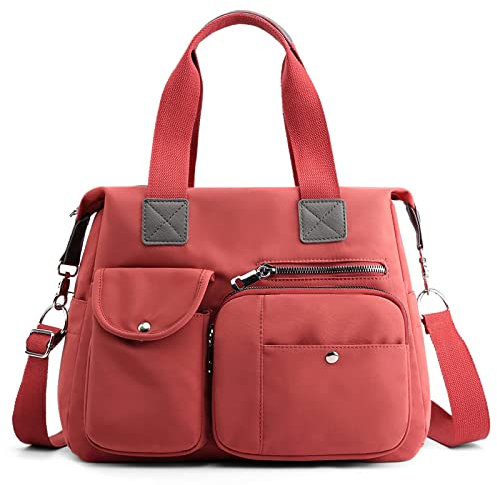 FORRICA Handtaschen Damen Umhängetasche Groß Schultertasche Frauen Weekender Tasche Oxford Tuch Wasserdicht Handtaschen Multi Taschen Arbeitstasche Orange