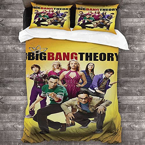 ANSSON The Big Bang Theory Bettwäsche 135x200cm Set + 2 Kissenbezug Sheldon Leonard Bettbezug Mikrofaser Bettdecken Bezug für Erwachsene (135x200cm+80x80cmx2, Sheldon1)