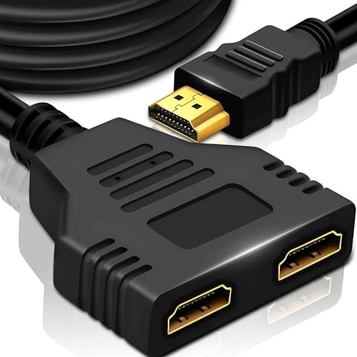 Retoo HDMI Splitter 1 in 2 Out, 1080p 60HZ, HDMI 1.4 Verteiler für Dual Monitore, Nur Duplizieren, HDMI Kabel Adapter Konverter, HDMI-Vertailer Unterstützt FHD Schwarz