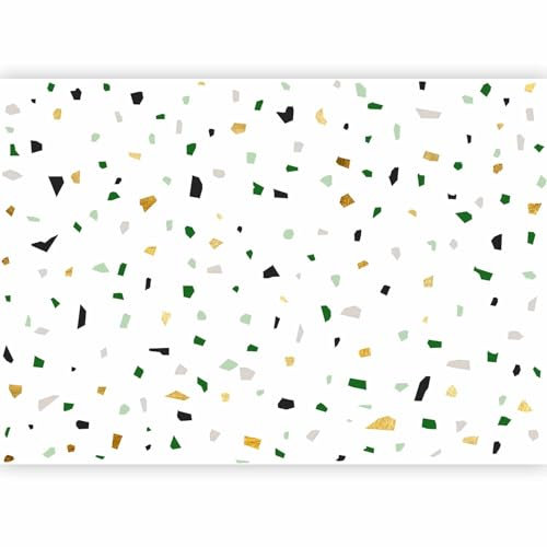 murando - Papier Peint Panoramique Adhésif 245x175 cm - Tapisserie Murale Autocollante Décoration Chambre - Gris beige blanc - Éléments abstraits en terrazzo de bureau en or f-A-10039-a-a