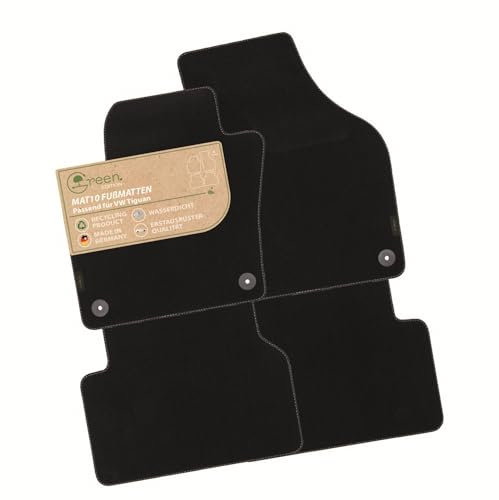 MAT10 Green Edition – Auto-Fußmatten passend für VW Tiguan (BJ 11/2007-03/2016, Typ SN) | nachhaltiges Velours | Automatten-Set, 4-teilig | Made in Germany, Erstausrüsterqualität