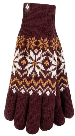 HEAT HOLDERS - Ladies Cute Striped Fairisle Warm Knitted Fleece Lined Winter Thermal Gloves