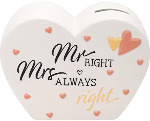 GRUSS & CO Spardose Motiv Herz | Steinzeug, Golddruck | Geldgeschenk Hochzeit | Geschenk Paare | 48019