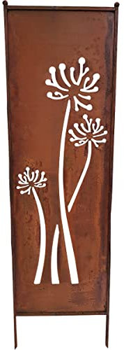 KUHEIGA Edelrost Stele Blume, H: 173cm, Deko-Stele Garten, Sichtschutz Edelrost