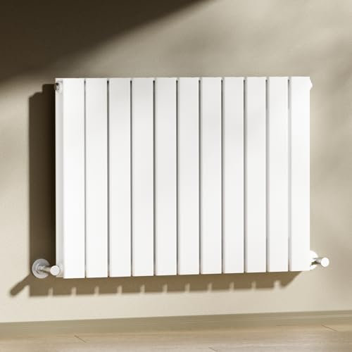 Heilmetz Radiator White Column Designer Single Flat Panel Radiator Horizontal Radiators Modern Heater Central Heating Radiator 600 x 836mm