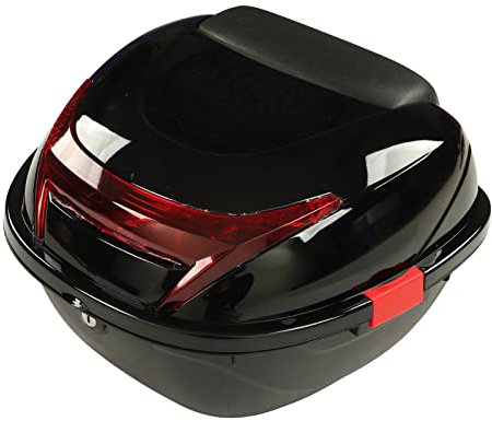 KOSDFOGE Motorcycle Rear Top Case, Motorbike Tail Trunk Storage Case Waterproof Lockable for Autocycle for Storing Helmet Luggage, Waterproof Universal Motorcycle Top Box (Black)(Black Large)