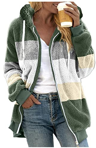 NNGOTD Winterjacke Damen Fleecejacke Teddy Fleece Mantel Warm Gefüttert Winter Kapuzenpullover Hoodie Jacken Frauenmantel Flauschig Plüschjacke übergangsjacke mit Kapuze und Taschen Reißverschluss