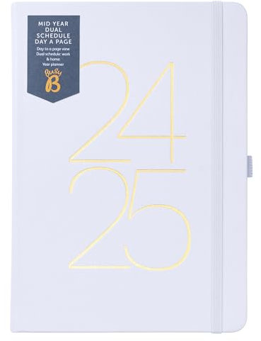 Busy B - Mid-Year Dualer Zeitplan Tageskalender von August 2024 bis August 2025 - Lavendel Kunstleder A5 Planer mit Platz für zwei Zeitpläne, linierten Seiten, Notizen und Jahresplaner