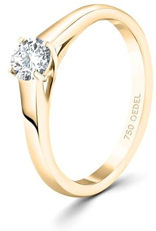 EDELIND 750 Gelbgold Verlobungsring Damen - Diamant 0.05-1ct, GIA ab 0.3ct | Diamantring für Damen aus 18 Karat Echtgold - Verlobungsring mit natürlichem Solitär-Diamanten; ab 0,3 ct mit GIA-Zertifikat