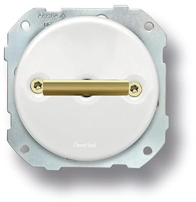 FONTINI - Double poussoir rotation double métal laiton doré satiné porcelaine blanche DO LOW