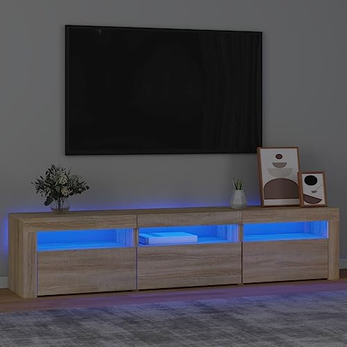 TJROO Mobile Porta TV con Luci LED Rovere Sonoma 180x35x40cm Legno Multistrato Mobile Televisore Mobile TV Vetrina Mobili Soggiorno Legno Mobile Salone Mobile con Ante Consolle TV