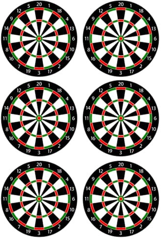 6 x Dartboard Edible Wafer or Icing Cupcake Toppers Darts Themed Party Cake Decorations Perfect For Brownies Cookies Muffins & More! (Edible Wafer Card)