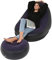 Beflocktes Sofa, Lazy-Schlafsofa, Sofa mit Ottomane, umwandelbares Sofa, tragbarer Liegesessel für den Außenbereich, blau/rot/schwarz, geeignet für drinnen und draußen, Blau