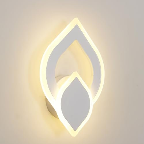 Mckalen Lámpara de Pared LED 16W, Apliques de Pared LED Escaleras Interior 1800LM, Diseño Creativo Moderno Luz de Pared Acrílico para Dormitorio Salon Pasillo, Blanco Cálido 3000K, Blanco