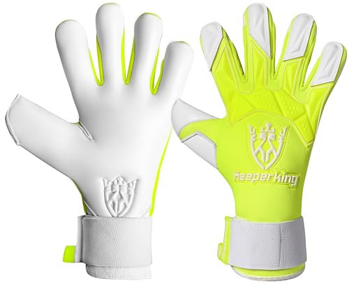 Keeperking Torwarthandschuhe Herren GladiatorKing Negative Cut Professional mit Profi Extreme Grip 4 mm (10, G-Gelb-Weiß)