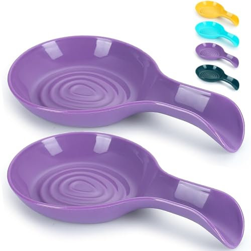 Kyraton Spoon Rest 2 Pack, Plastic Spoon Holder for Kitchen Counter, Kitchen Utensil Rack for Spoons, Tongs, Spatulas, Spoon Rack for Hob, Spatula Rest, Dishwasher Safe