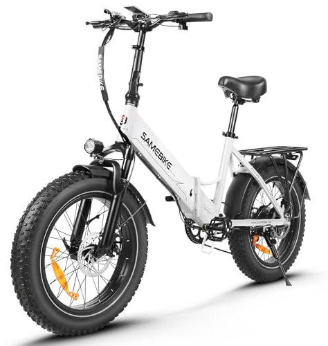 SAMEBIKE E Bike Elektrofahrrad 20 Fat Tire E-Fahrrad klapprad 48V/13Ah Akku,Off-Road Mountainbike,Cruise-Modus kann eingestellt Werden,NFC-Fernbedienung Herren Damen (White)