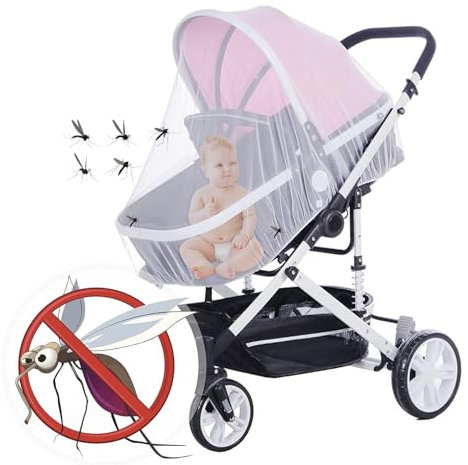 Zanzariera Passeggino,2 Pack Zanzariera Biancai Universale Insetti Fine Mesh Zanzare di Insetti per Passeggino Carrello Generale per Bambini
