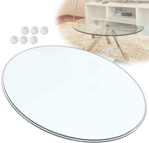 SAGIDAR Glasscheibe Rund Aus Gehärtetem Glass, Tisch Glasscheibe Transparent, 45cm 58cm 70cm 88cm 98cm, Gehärtetes Glass Scheibe Küchentisch, Sicher Und Bruchsicher, Einfach Zu Säubern(780mm)