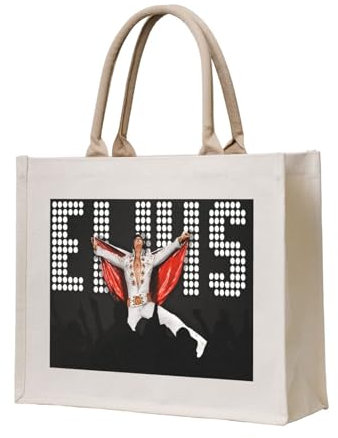 Gloriiward El*Vis Canvas-Tragetasche Pre*Sley Schultertaschen Crossbody Bag Travel Tote Handtasche, Schwarz , Einheitsgröße