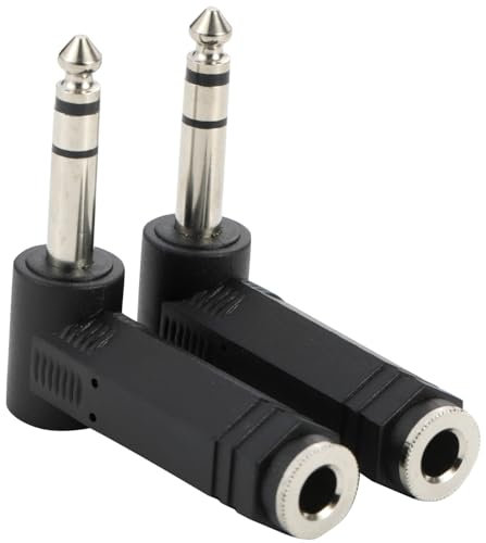 Greluma 2 pezzi Adattatore audio stereo maschio da 6,35 mm ad angolo retto a femmina da 6,35 mm, spina TRS da 1/4 a 90 gradi a jack da 1/4 per mixer per chitarra elettrica, altoparlante KTV