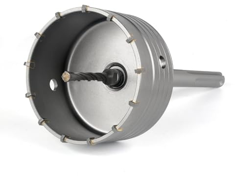 BINOTA 110mm Schwerlast-Betonbohrkrone – SDS-MAX (220mm) – Trockenbohren | Hartmetall-Kernbohrer mit Kreuz-Zentrierbohrer für Trockenbohren in Beton, Ziegel, Mauerwerk, Stein. SDS-MAX-Aufnahme