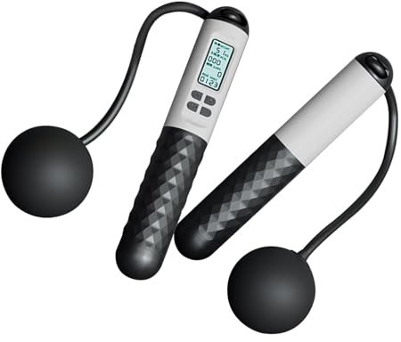Corde à Sauter Sans Fil avec Compteur, Corde à Sauter Lestée, Corde à Sauter pour Adultes, Corde à Sauter Numérique Intelligente à la Maison, Équipement D'expérience D'entraînement pour Femmes