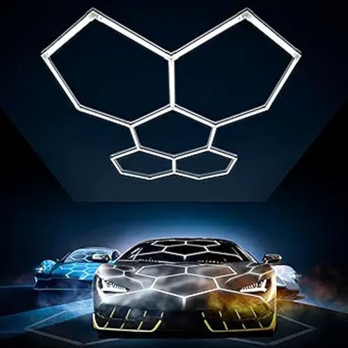 HJDSUDU Luz LED hexagonal para garaje, luz LED superbrillante para techo de taller, luz LED de panal para garaje, para almacén, taller, gimnasio, sótano,5 HEX(24 PACKS)
