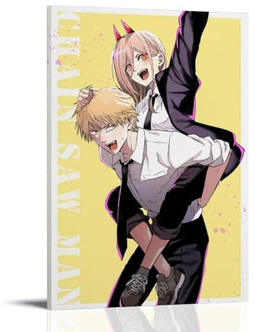 MNIJKDF Chainsaw Man Role Denji And Power Poster Decorative Painting Canvas Wall Art Living Room Poster Bedroom Painting 24 x 36 Inch (60 x 90 cm)