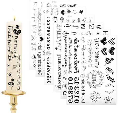 Dmnnlp 6 Pcs Kerzen Tattoo, Kerzentatoos Geburtstag (200+ Muster), Wasserschiebefolie Kerzen, Kerzen Dekorieren für Geburtstag, Valentinstag, Weihnachten, Party