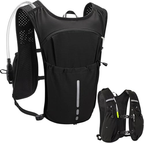 Leichte Laufweste – Isolierter Wasserrucksack mit 1,5 l Blase, ideal zum Wandern, Trailrunning, Marathons, Radfahren