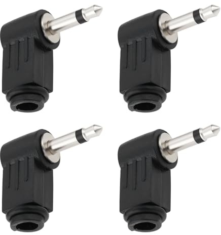 Create idea 4Pcs 3.5mm Mono Jack Plug 90 Degree Angle Soldering Audio Adapter for Headphone MP3 Players Speakers