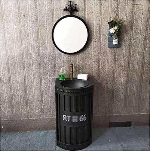 Lavabo De Salle De Bain Autoportant Art Hotel Home Meuble-Lavabo Autoportant Meuble-Lavabo De Salle De Bain Meuble-Lavabo De Salle De Bain Complet Brillant Au Sol Meuble Sous Lavabo Uni, Noir, Avec M