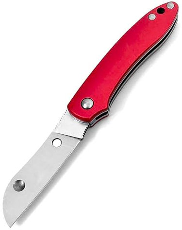 Couteau pliant de 5,3 - Mini couteau de poche rouge en aluminium et acier N690 - Couteau d'extérieur edc - Petit couteau de chasse tranchant - Couteau à une main Tanto en aluminium - Porte-clés