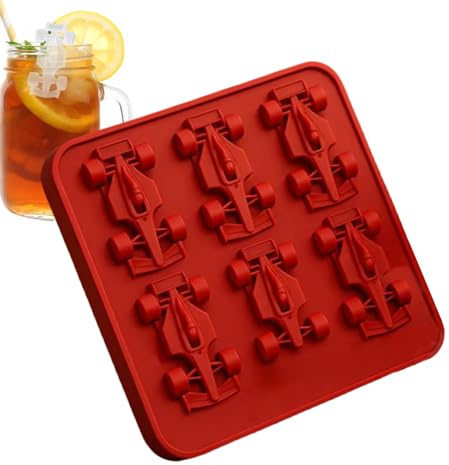 Ranley Eiswürfelform aus Silikon | Eiswürfelform aus Silikon mit 6 Mulden | Zubehör zum Einfrieren in Rennwagen-Form und Würfel für Whisky Wein Saft Kaffee Bier