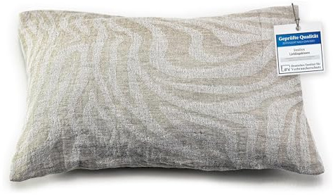 sositex Zebra - Cojín para sauna resistente al calor, lavable, cojín para sauna, reposacabezas de lino y algodón, 43 x 26 cm, para hamaca, playa, pícnic, color natural y blanco