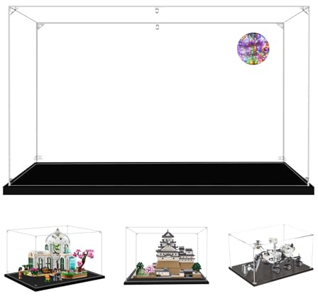 AAABOX 40x30x25 Acryl Vitrine für Lego 76419 43242 75357 76295 21060 42158 | für Hogwarts Schloss,Schneewittchen Haus,Ghost & Phantom II,Burg Himeji,Einfach zu Installieren,Staubschutz,Schwarz Basis