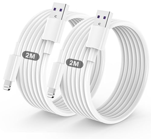 BSTOEM 2Pack for iPhone Charger Cable, 2M+2M for Lightning to USB Cable MFi Certified, Fast Charging Lead for iPhone 14/13/12/11/Pro Max/XS/XR/8/7/6/Plus/5 SE, for iPad(white)