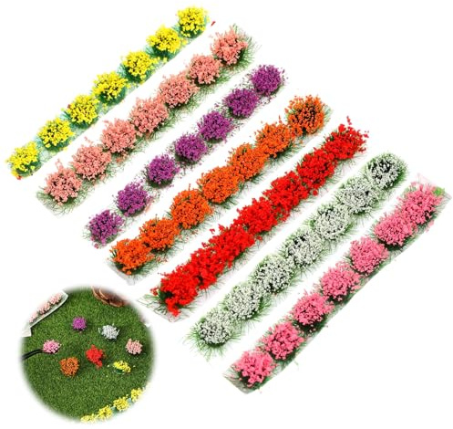 Ezymivs 49 Stück Miniatur Pflanzen für Ihre Miniaturwelt, Miniatur Garten Modellbau Gras, Blume Gras Tuft Blume, DIY Blumes Miniaturs Künstliche Blumes für Miniaturs Tabletop Spiele Modelleisenbahn