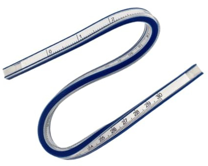 WNDUOKXH Flexibles Kurvenlineal, biegsames Lineal für Quiltprojekte, bietet einfache Mess und Zeichenlösungen, Zeichenwerkzeug, flexibel, gebogen, biegsam, doppelseitig, für Quiltbüros, 30cm