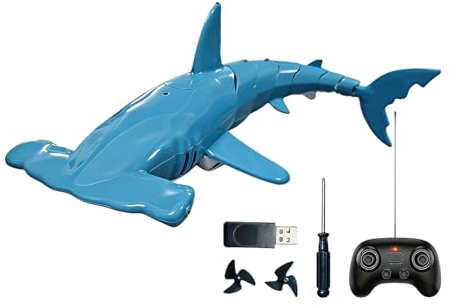 Jouet de Requin télécommandé – 2,4 G Bionic Hammerhead RC, de plongée ďe Requin đe Simulation RC, Bateau radiocommandé d́e Simulation d̄e plongée Rechargeable, dé Piscine pour garçons et
