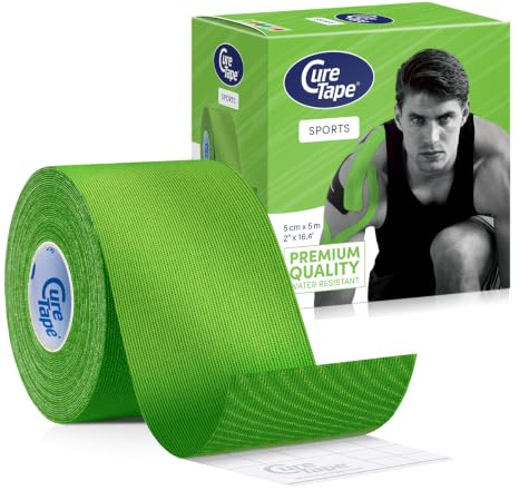 CureTape Sports 5 cm x 5 m - Kinesiologie Tape extra stark - Kinesiotape Sport Tape wasserfest, schweißresistent & latexfrei - Physio Tape für Muskel- und Gelenkunterstützung bei Sport - Lime