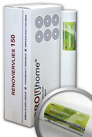 Profhome Renoviervlies 150 g Malervlies Vlies glatte überstreichbare Vliestapete weiß 112,50 qm 1 Kart. 6 Rollen FSC® MIX CREDIT Nr. TSUD-COC-001718-KR