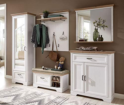 Froschkönig24 Jasmin Garderobenkombination Garderobe Set Flur Pinie hell/Eiche